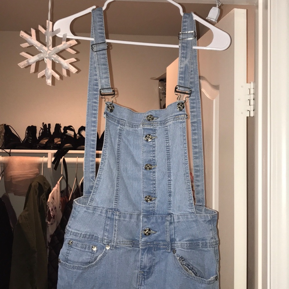 Light denim overalls